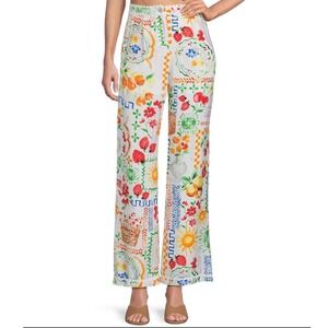 Dee Elly Fruit Print Wide Leg Pants Cottagecore Tomato Girl Size X-Small New